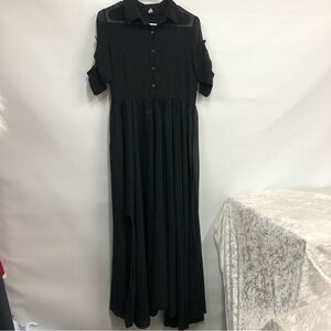 Yishiqi Women’s long black see-through sheer dress size L